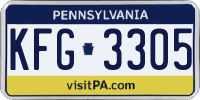 PA license plate KFG3305