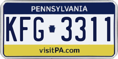 PA license plate KFG3311