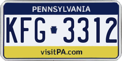 PA license plate KFG3312