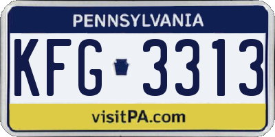 PA license plate KFG3313