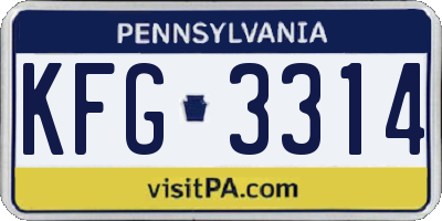PA license plate KFG3314