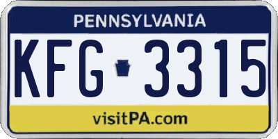 PA license plate KFG3315