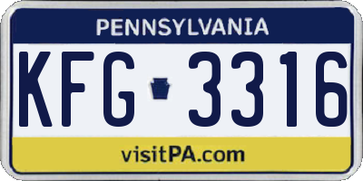PA license plate KFG3316