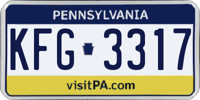 PA license plate KFG3317