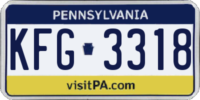 PA license plate KFG3318