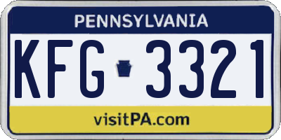 PA license plate KFG3321