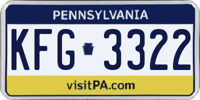 PA license plate KFG3322