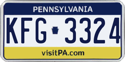 PA license plate KFG3324