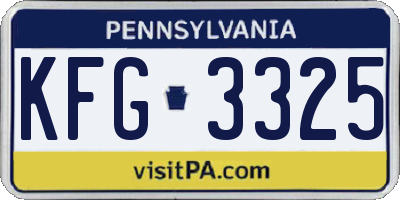 PA license plate KFG3325