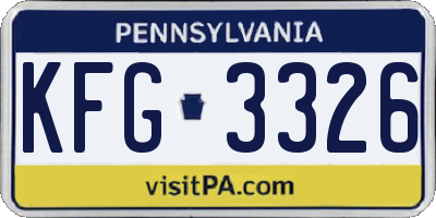 PA license plate KFG3326