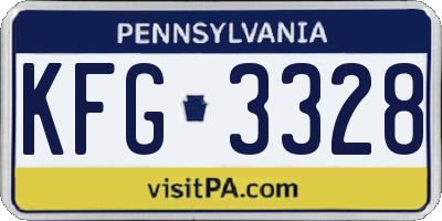 PA license plate KFG3328