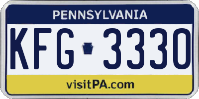 PA license plate KFG3330