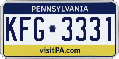 PA license plate KFG3331