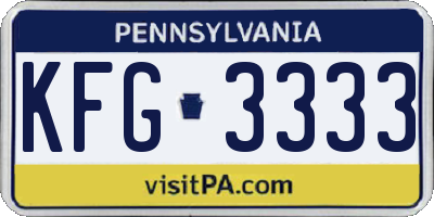PA license plate KFG3333