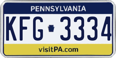 PA license plate KFG3334