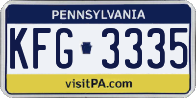 PA license plate KFG3335