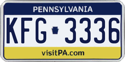PA license plate KFG3336