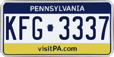 PA license plate KFG3337