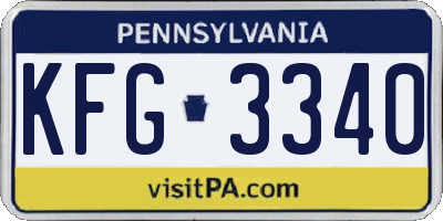 PA license plate KFG3340