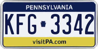 PA license plate KFG3342