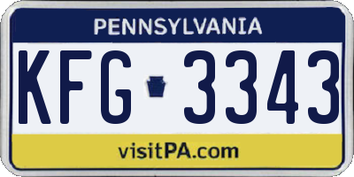 PA license plate KFG3343
