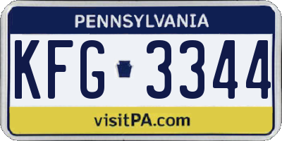 PA license plate KFG3344