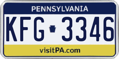 PA license plate KFG3346