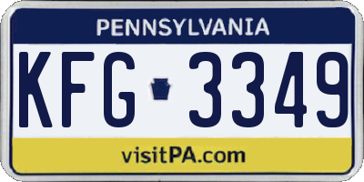 PA license plate KFG3349