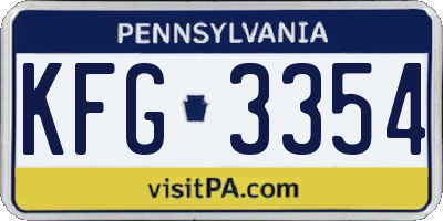 PA license plate KFG3354