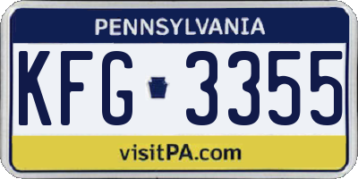 PA license plate KFG3355