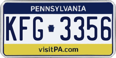 PA license plate KFG3356