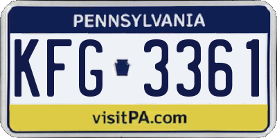 PA license plate KFG3361