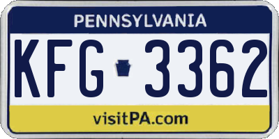 PA license plate KFG3362