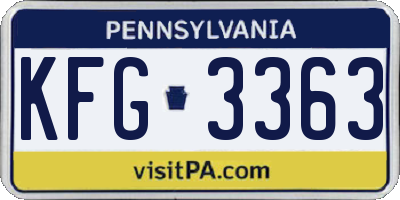 PA license plate KFG3363