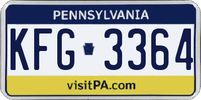 PA license plate KFG3364