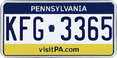 PA license plate KFG3365