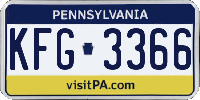 PA license plate KFG3366