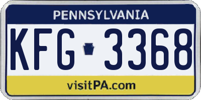 PA license plate KFG3368