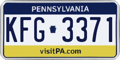PA license plate KFG3371
