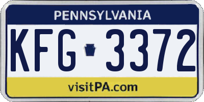 PA license plate KFG3372