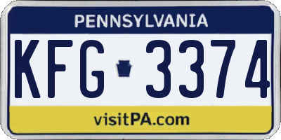 PA license plate KFG3374