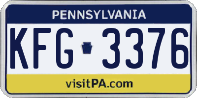 PA license plate KFG3376