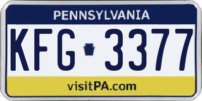 PA license plate KFG3377