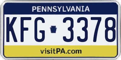 PA license plate KFG3378