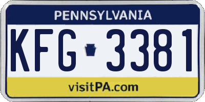 PA license plate KFG3381