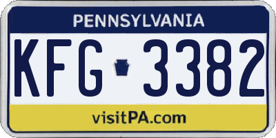 PA license plate KFG3382