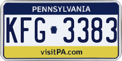 PA license plate KFG3383