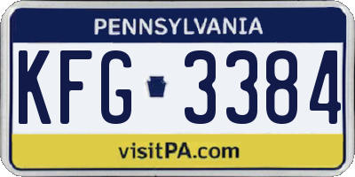 PA license plate KFG3384