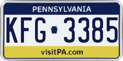 PA license plate KFG3385
