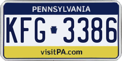 PA license plate KFG3386